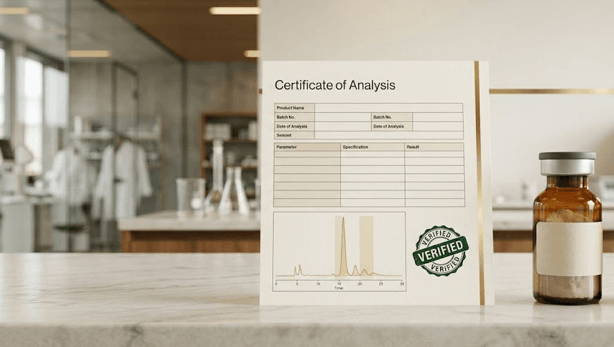 Certifikat analize (COA) in raziskovalna vialica